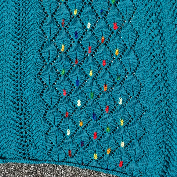 Handmade Knit Yarn Throw Blanket Afghan - Picture 2 of 8